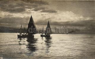 1918 Abbazia, sea, sailing ships, photo