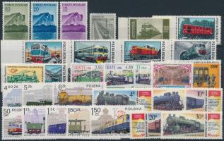 Railway 57 stamps, Vasút motívum tétel 57 db bélyeg közte teljes sorok 2 stecklapon