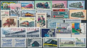 Vasút motívum tétel 53 db bélyeg közte teljes sorok 2 stecklapon Railway 53 stamps