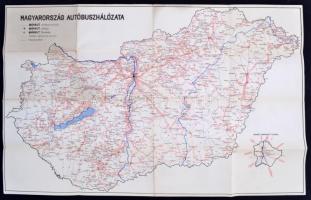 1953 Magyarország autóbuszhálózatának térképe. Hátoldalán OTP Takarékbetét-könyv reklámnyomtatványa 42.2 x 66.5 cm