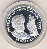 Cook szigetek 1990. "500 éves Amerika-hajó" 10$ Ag T:PP