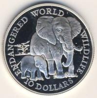 Cook szigetek 1990. "Veszélyeztetett vadvilág-elefánt" 10$ Ag T:PP