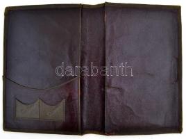 cca 1910 Finom bőr irattárca festett képpel / Leather, painted wallet