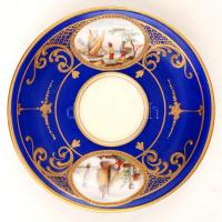 Dresden KJL mokkás csésze és alj, jelzett, kézzel festett, apró hajszálrepedés az alján / Coffe cup....