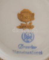 Dresden KJL mokkás csésze és alj, jelzett, kézzel festett, apró hajszálrepedés az alján / Coffe cup....