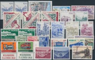 Vasút motívum tétel 58 db bélyeg közte teljes sorok 2 stecklapon, Railway 58 stamps
