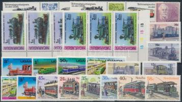 Vasút motívum tétel 58 db bélyeg közte teljes sorok 2 stecklapon Railway 58 stamps