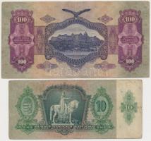 1930. 100P + 1936. 10P mindkettő hamis Német 3. Birodalmi felülbélyegzéssel (with fake overprint) T:...