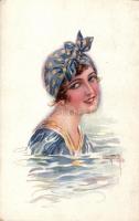 Italian art postcard, bathing lady, Erkal No. 327/6. s: Usabal