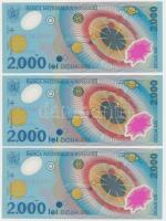 Románia 1999. 2000L (3x) sorszámkövetők T:I Romania 1999. 2000 Lei (3x) sequential serials C:UNC