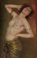 Die Favoritin / Erotic nude art postcard, Deutsche Mister Nr. 6034. s: G. Rienäcker