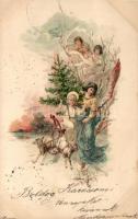 Christmas, angels, litho