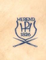 Herendi kacsa pár, fehér mázas, jelzett, hibátlan, h:10 cm, m:7 cm