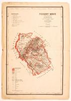 cca 1880 Pozsony megye közigazgatási térképe, rajzolta Hátsek Ignác, metszette és nyomta Posner Károlya Budapesten, Rautmann Frigyes kiadása, 52x37 cm