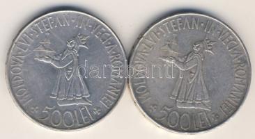 Románia 1941. 500L Ag "Moldova" (2x) T:2