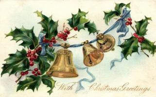 Christmas, Raphael Tuck &amp; Sons Holly Post Cards, Emb. litho (EK)