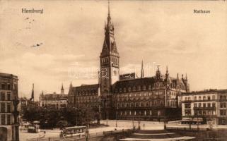 Hamburg, Rathaus / town hall, trams