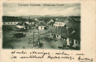 Verbó, Vrbové; tér, lovaskocsi / square, carriage (vágott / cut)