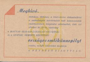 1948 Meghívó a Siófokon a Magyar Szabadságharcos Szövetség által, a fehérterror áldozatainak emlékére rendezett ünnepélyre