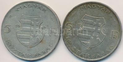 1947. 5Ft Ag "Kossuth" (2x) T:2-,3