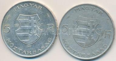 1947. 5Ft Ag "Kossuth" (2x) T:2,2-,3