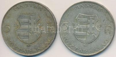 1947. 5Ft Ag "Kossuth" (2x) T:2-,3