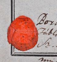 1811 Pest, A "Királyi Nemzeti Fő Iskola" által kiállított iskolai bizonyítvány viaszpecsét...