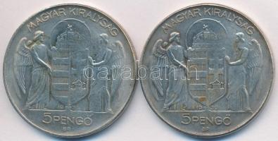 1939. 5P Fe "Horthy balra" (2x) T:2-