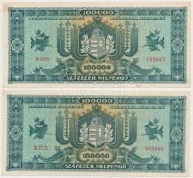 1946. 100.000MP (4x) sorszámkövetők T:I- kis foltok