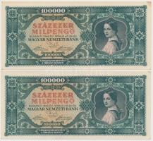 1946. 100.000MP (4x) sorszámkövetők T:I- kis foltok