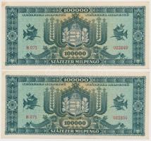 1946. 100.000MP (4x) sorszámkövetők T:I- kis foltok