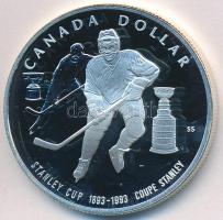 Kanada 1993. 1$ Ag &quot;Stanley-kupa jégkorong&quot; eredeti dísztokban tanúsítvánnyal T:PP  Canada 1993. 1 Dollar Ag &quot;Stanley Cup hockey&quot; in original case with certificate C:PP