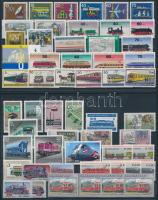Railway 55 stamps, Vasút motívum tétel 55 db bélyeg közte teljes sorokkal 2 stecklapon