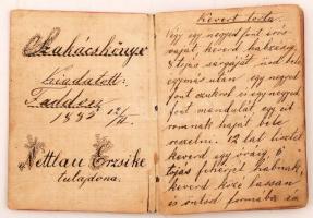 1885 Régi kéziratos receptgyűjtemény, benne számos érdekes leírással, díszes félvászon kötésben