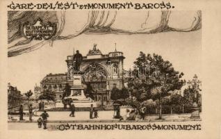 Budapest, 4 db művész képeslap egy 10 darabos sorozatból, tollrajzok alapján készített valódi réznyo...