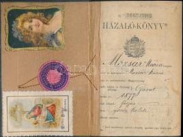 1910 Házaló-könyv bejegyzésekkel és pecsétekkel, pp.:42, 18x12cm