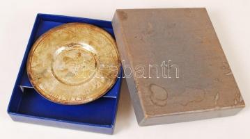 Michael Ende tervezte tálka, ezüstözött fém, jelzett, gravírozott, eredeti tokjában, d:12,5 cm