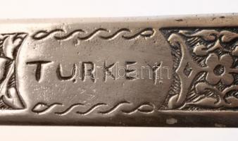 Török dísztőr, fém, bőr tokkal, féldrágakővel díszítve / Turkey dagger 50 cm