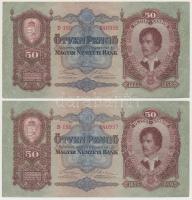 1932. 50P (2x) sorszámkövetők T:II-,III szép papír