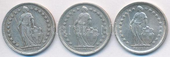 Svájc 1943-1965. 1/2Fr Ag (3x) T:2
Switzerland 1943-1965. 1/2 Franc Ag (3x) C:XF