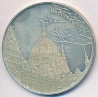 Fülöp Zoltán (1951-) 1978. &quot;Budapest - Parlament / Királyi szent ereklyék&quot; Ag emlékérem sérült tokban (27g/0.925/42,5mm) T:PP ujjlenyomat