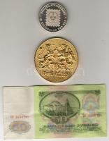 Modern magyar + NDK plakett T:2 + 1961. 50R bankjegy T:2