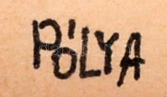 Pólya jelzéssel: Libatömésre készülve (példamutatás), vegyes technika, papír, paszpartuban, üvegezet...