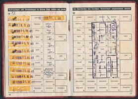 1939 Die deutsche Arbeitsfront Mitgleidsfront, német munkakönyv horogkeresztes fedőlappal, sok bélye...