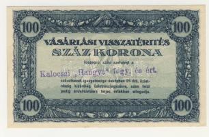 1920-as évek eleje 100K vásárlási visszatérítés "Kalocsai Hangya fogy. és ért." T:I-
