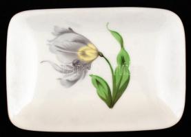 Herendi virágmintás ékszertartó doboz, kézzel festett, hibátlan, jelzett, 10x14x5 cm