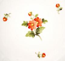 Herendi virágmintás mély és lapos tányér, kézzel festett, hibátlan, jelzett, d: 26 cm