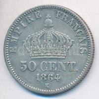 Franciaország/II. Császárság 1864K 50c Ag "III. Napóleon" Bordeaux T:2,2-
France/Second E...