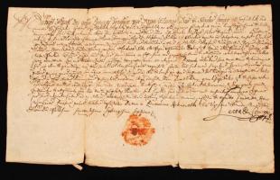 1677 Kelementelke (ma: Călimăneşti, Románia), I. Apafi Mihály adománylevele Sükösd István és felesége, valamint atyafiai részére, rányomott viaszpecsét nyomával