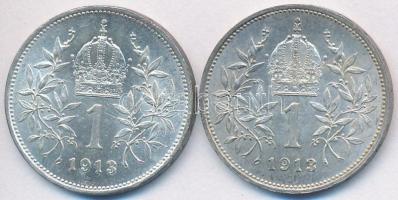Ausztria 1913. 1K Ag "Ferenc József" (2x) T:2
Austria 1913. 1 Corona Ag "Franz Josep...